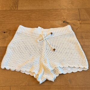 O'Neill White Crochet High-Waist Drawstring Shorts
